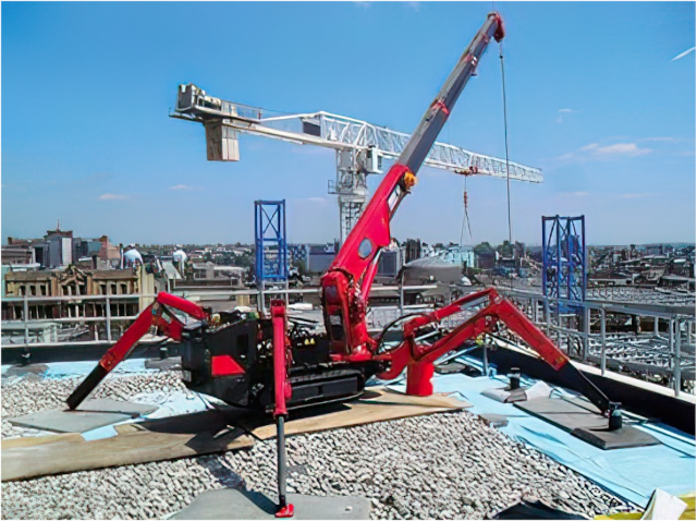 portable crane on top of building